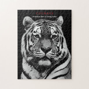 Motivation Tiger Black White Pussel