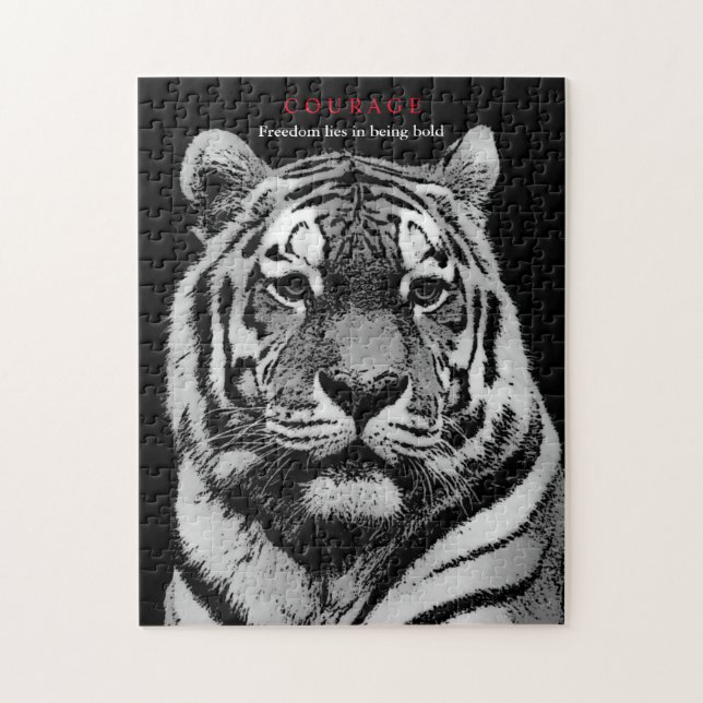 Motivation Tiger Black White Pussel (Vertikal)