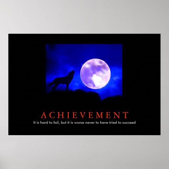 Motivational Achievement Varg Blue Måne Poster (Framsidan)