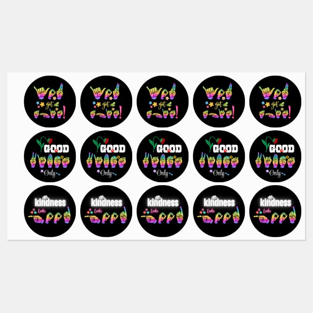 "Motivational ASL Sticker Trio" Stickers (Ark)