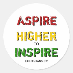 Motivational ASPIRE HIGHER INSPIRE Christian BHM Runt Klistermärke