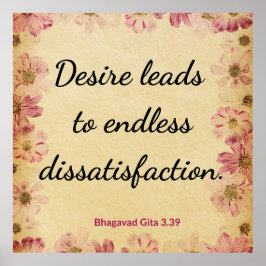 Motivational Beige Gita Desire Dissatisfaction Poster