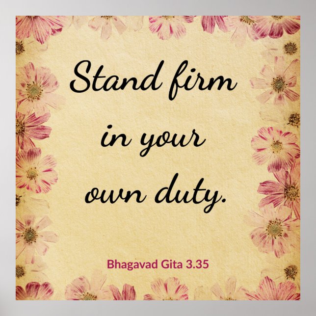 Motivational Beige Pink Gita Duty Firmness Print Poster (Framsidan)