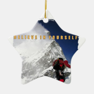 Motivational bergklättrare julgransprydnad keramik
