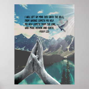 Motivational Bible Verse Psalm 121 Poster