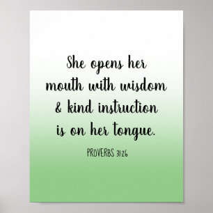 Motivational Bible Verse Sage Grönt Ombre Poster