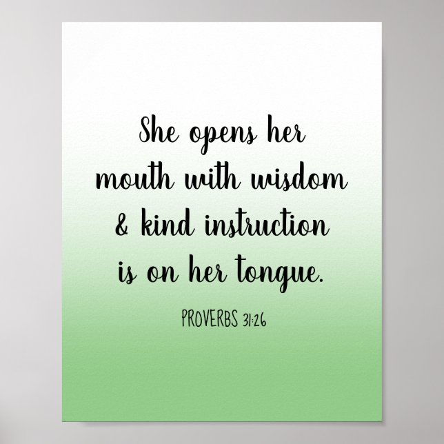 Motivational Bible Verse Sage Grönt Ombre Poster (Framsidan)