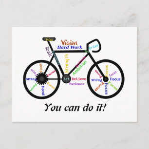 Motivational Bike, Cycle, Biking, du kan göra det! Vykort