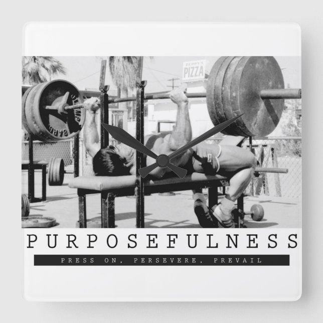 Motivational Bodybuilding Gym Fyrkantig Klocka (Framsida)