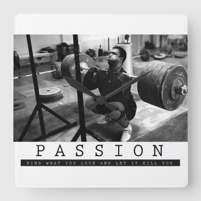 Motivational Bodybuilding Gym Fyrkantig Klocka (Framsida)