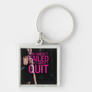 Motivational Bodybuilding Gym Keychain Fyrkantig Silverfärgad Nyckelring