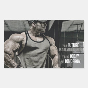 Motivational Bodybuilding Gym Rektangulärt Klistermärke