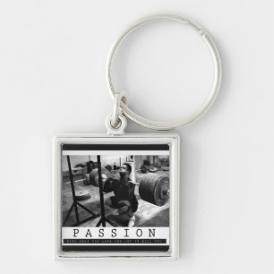 Motivational Bodybuildingidrottshall Keychain Fyrkantig Silverfärgad Nyckelring