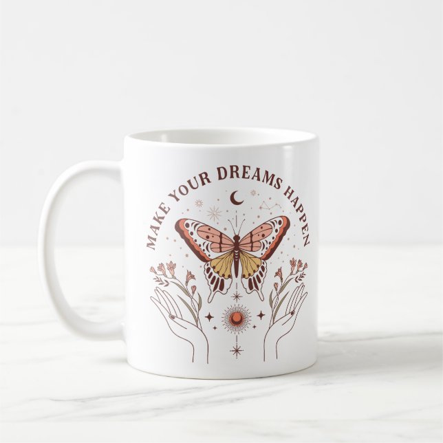 Motivational Boho Butterfly Kaffemugg (Vänster)
