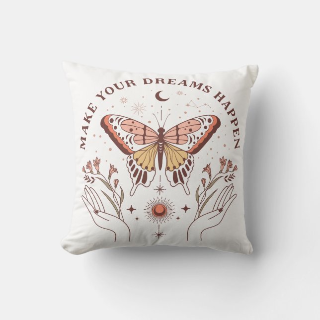 Motivational Boho Butterfly Kudde (Framsida)