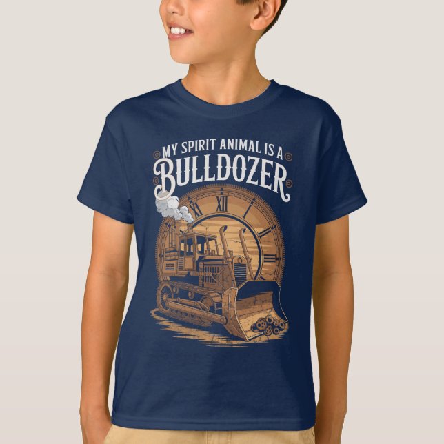 Motivational Bulldozer Spirit Animal Retro Funny T Shirt (Framsida)