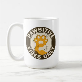 Motivational Cat Pawsitive vibes only Cute Pun Kaffemugg