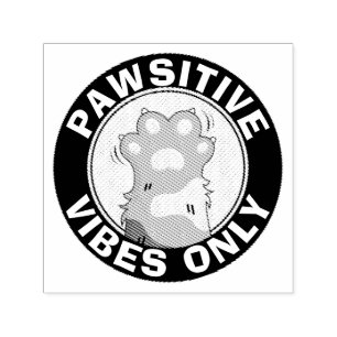 Motivational Cat Pawsitive vibes only Roligt Tass Självfärgande Stämpel
