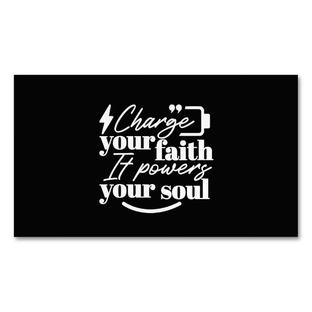 Motivational Christian Quote – Charge Your Faith Magnetiska Visitkort (Framsida)