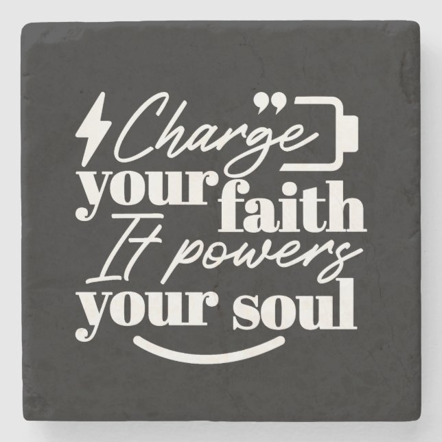 Motivational Christian Quote – Charge Your Faith Stenunderlägg (Framsidan)