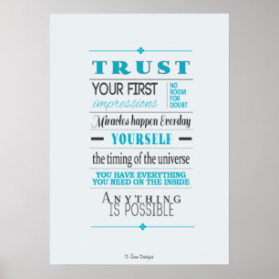 Motivational citationsteckenaffisch för förtroen poster