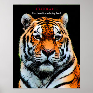Motivational Courage Tiger Poster