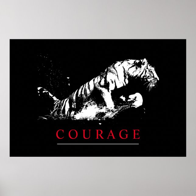 Motivational Courage Tiger Poster (Framsidan)
