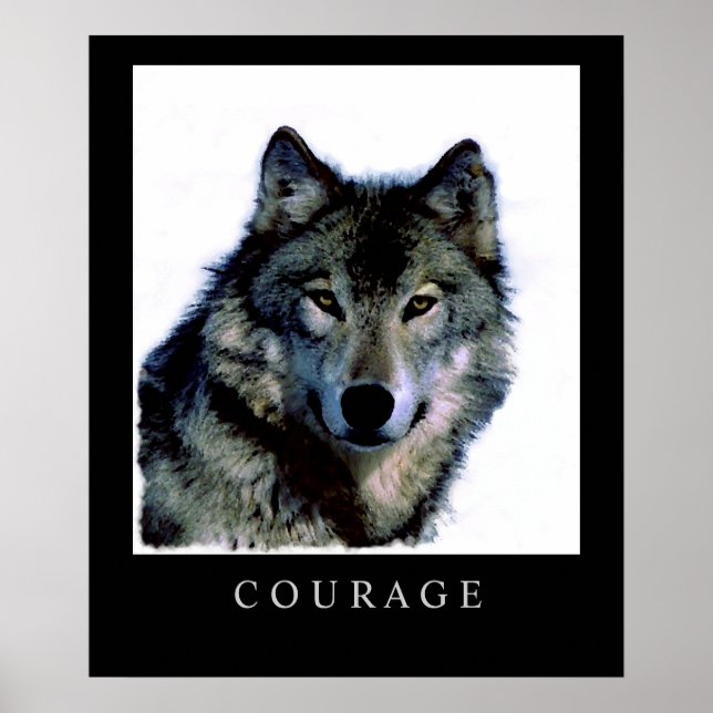 Motivational Courage Varg Ansikte Head Poster Skri (Framsidan)