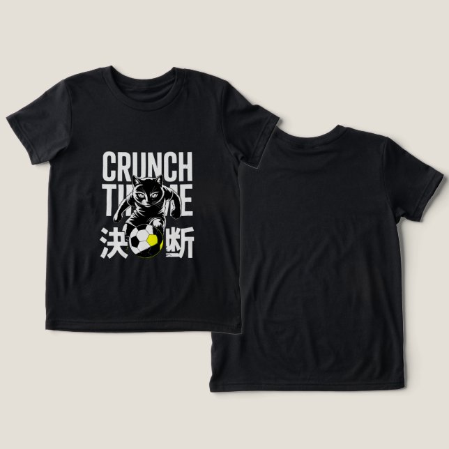 Motivational Crunch Time Soccer Cat For Athletes  T Shirt (Design fram och bak)