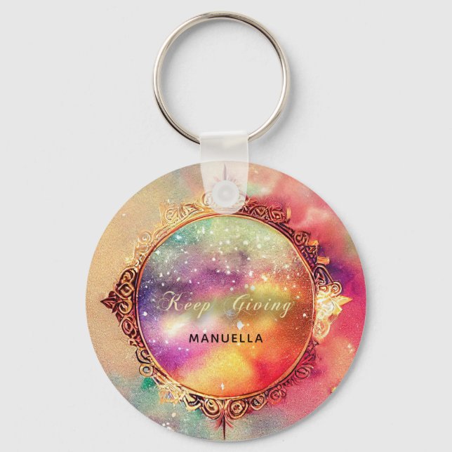 Motivational Crystal Boll Waterclor Galaxy Möhippa Nyckelring (Framsida)