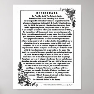 Motivational Desiderata Dikt från Max Ehrmann Poster