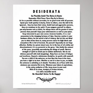 Motivational Desiderata Dikt från Max Ehrmann Poster