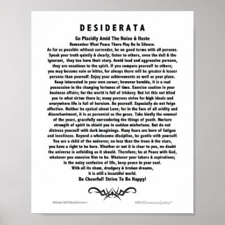Motivational Desiderata Dikt från Max Ehrmann Poster