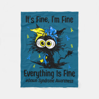 Motivational down syndrome awareness cat t21 fleecefilt