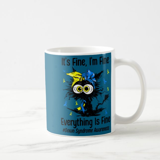 Motivational down syndrome awareness cat t21 kaffemugg (Höger)
