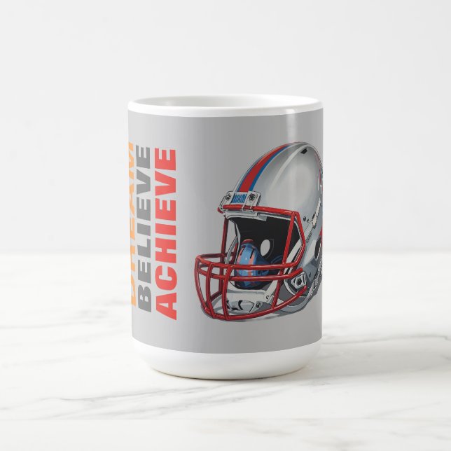 Motivational Dream Believe Achieve Football Kaffemugg (Center)