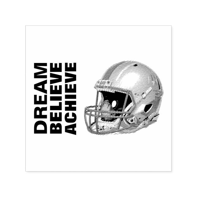 Motivational Dream Believe Achieve Football Självfärgande Stämpel (Design)