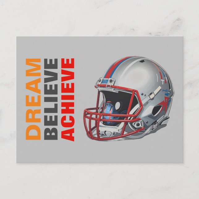 Motivational Dream Believe Achieve Football Vykort (Framsida)