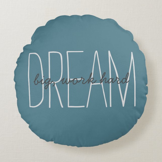 Motivational Dream Big Quote Turcos Modern Rund Kudde (Framsidan)
