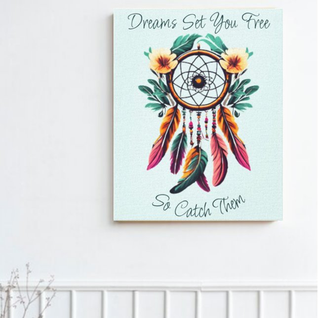 Motivational Dream Catcher Blommigt Watercolor Art Canvastryck (Skapare uppladdad)