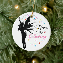 Motivational fairy silouhette julgransprydnad keramik