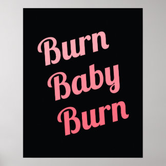Motivational Fitness Burn Baby Black Rosa Poster