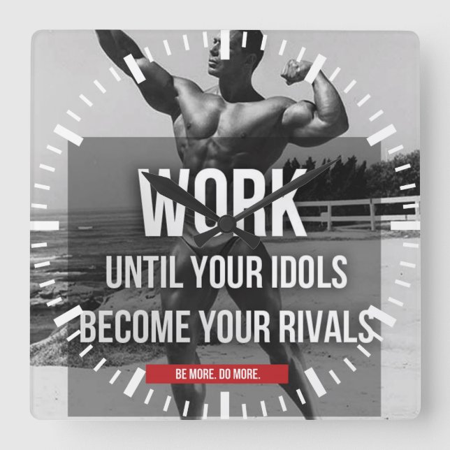 Motivational Fitness Gym Fyrkantig Klocka (Framsida)