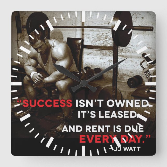 Motivational Fitness Gym Fyrkantig Klocka (Framsida)