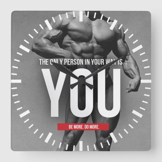 Motivational Fitness Gym Fyrkantig Klocka (Framsida)