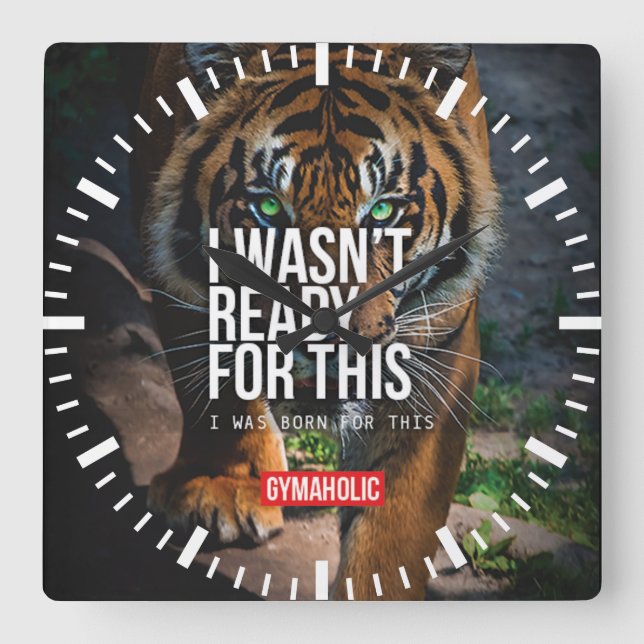 Motivational Fitness Gym Fyrkantig Klocka (Framsida)