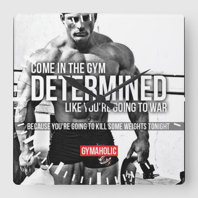 Motivational Fitness Gym Fyrkantig Klocka (Framsida)