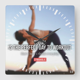 Motivational Fitness Gym Fyrkantig Klocka