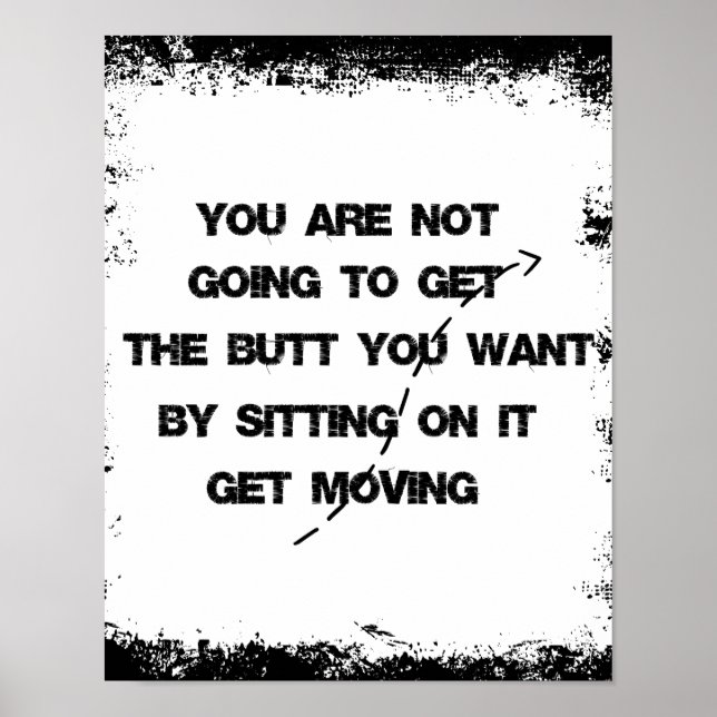 Motivational Fitness Hämta Flytta Gym Quote Poster (Framsidan)