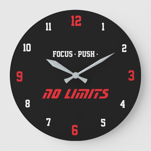 Motivational Fitness Wall Clock Black Stor Klocka (Framsida)